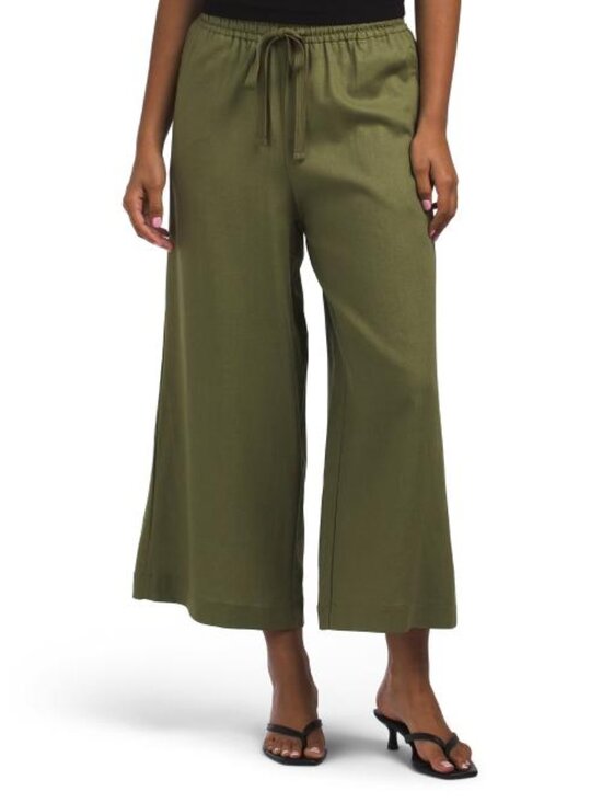 MAX STUDIO LONDON Pants - MAX STUDIO LONDON Linen Blend Drawstring Cropped Pants